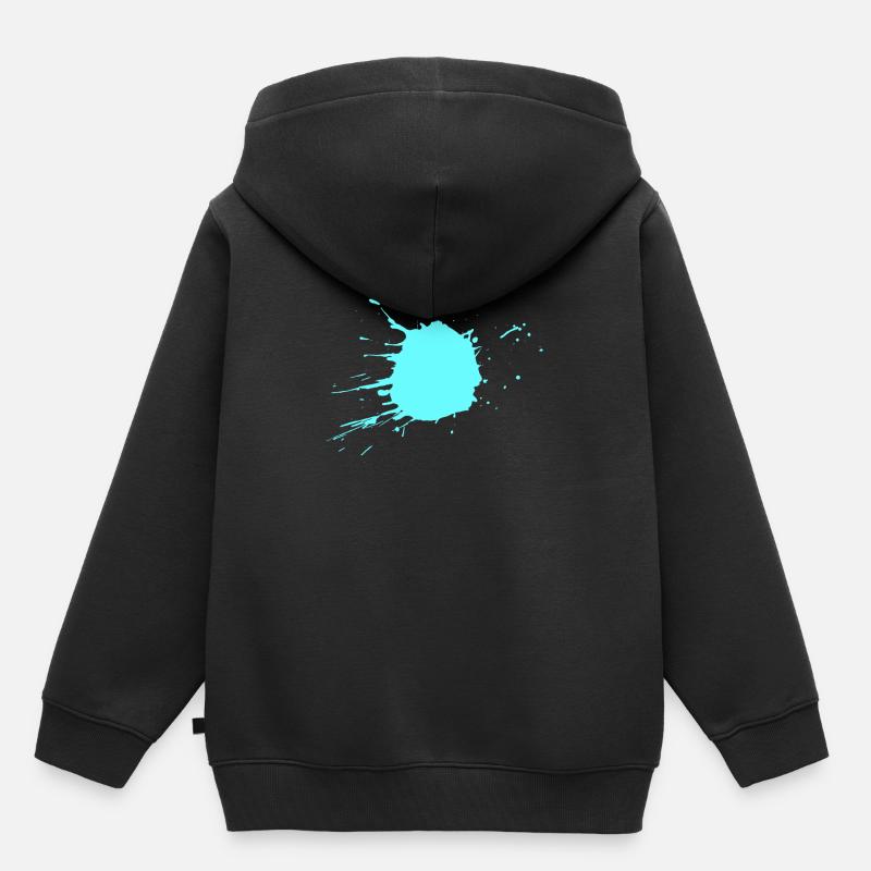 Taches de couleur turquoise - Sweat Premium à capuche enfant bio - noir