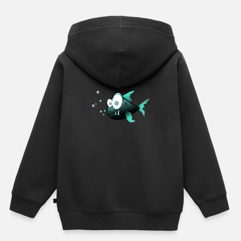 poisson - Sweat Premium à capuche enfant bio - noir