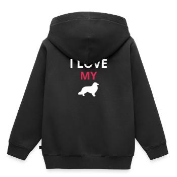 Border Collie - Sweat Premium à capuche enfant bio - noir - Dos - AI Model Kid Male (0cm)