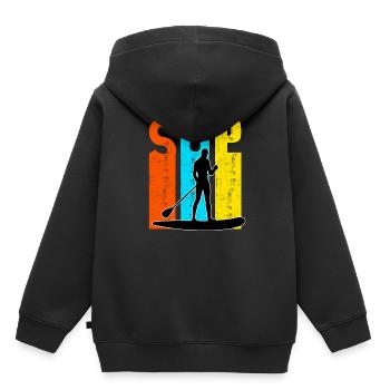 Paddeln SUP - Kinder Premium Organic Hoodie - Schwarz - Hinten - AI Model Kid Male (0cm)