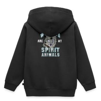 Loups loups - Sweat Premium à capuche enfant bio - noir - Dos - AI Model Kid Male (0cm)