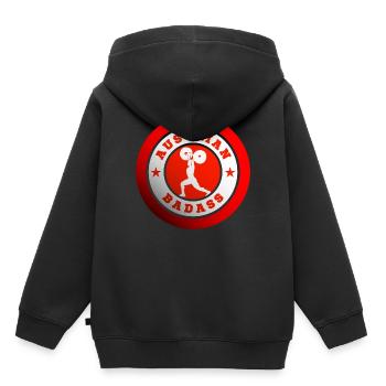 Autriche Haltérophile Stolz Sport Austrian - Sweat Premium à capuche enfant bio - noir - Dos - AI Model Kid Male (0cm)