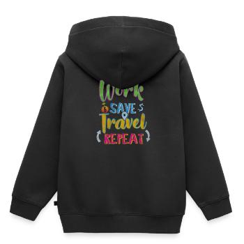 Reisen - Kinder Premium Organic Hoodie - Schwarz - Hinten - AI Model Kid Male (0cm)