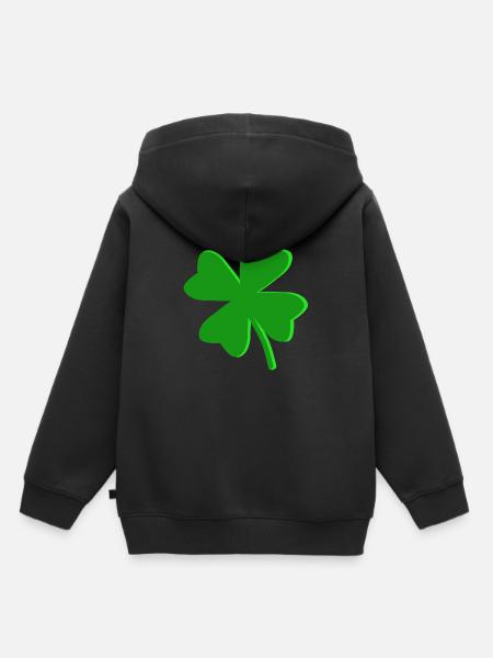 Trèfle à quatre feuilles - Sweat Premium à capuche enfant bio - noir