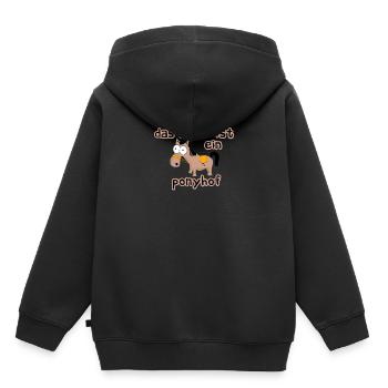 Das Leben ist ein Ponyhof Sprichwort - Kinder Premium Organic Hoodie - Schwarz - Hinten - AI Model Kid Male (0cm)
