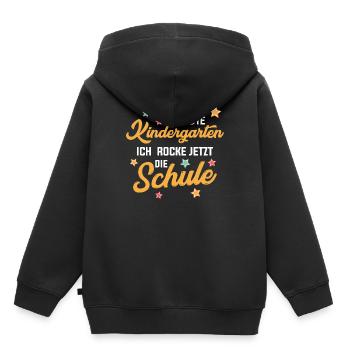 Bye Bye Kindergarten - Ich Rocke Jetzt Die Schule - Kinder Premium Organic Hoodie - Schwarz - Hinten - AI Model Kid Male (0cm)