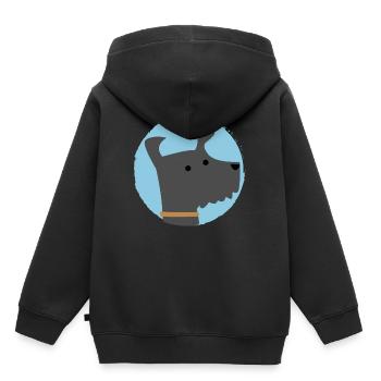 Doux chien - amoureux des chiens - Sweat Premium à capuche enfant bio - noir - Dos - AI Model Kid Male (0cm)