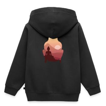 Tête de Bouddha Shiva - Sweat Premium à capuche enfant bio - noir - Dos - AI Model Kid Male (0cm)