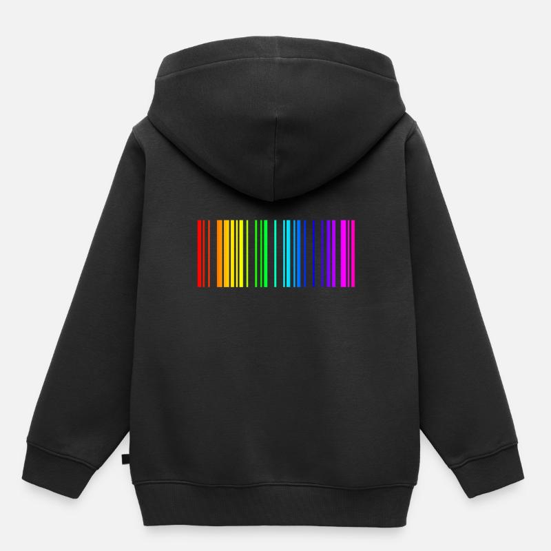 Regenbogen Barcode bunt Geschenk Idee - Kinder Premium Organic Hoodie - Schwarz