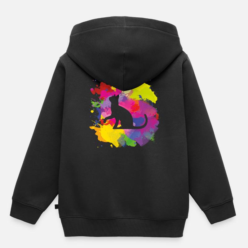 chat - Sweat Premium à capuche enfant bio - noir
