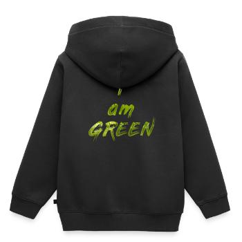 Je suis vert - Sweat Premium à capuche enfant bio - noir - Dos - AI Model Kid Male (0cm)