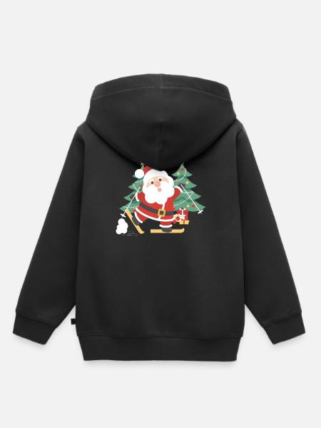 Skifahren Weihnachten Nikolaus Weihnachtsbäume - Kinder Premium Organic Hoodie - Schwarz