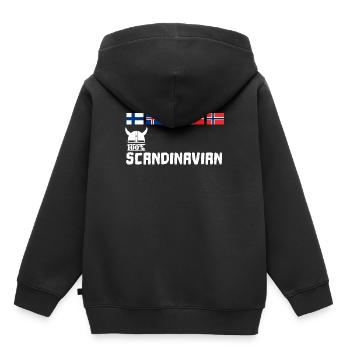 Casque Viking Scandinavie 100% Scandinave flag - Sweat Premium à capuche enfant bio - noir - Dos - AI Model Kid Male (0cm)