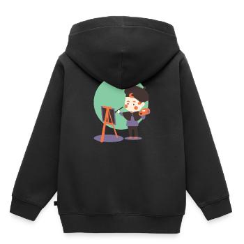 Art - Sweat Premium à capuche enfant bio - noir - Dos - AI Model Kid Male (0cm)