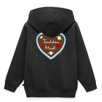 Coeur de pain d’épice Costumes Madl bleu - Sweat Premium à capuche enfant bio - noir - Dos - AI Model Kid Male (0cm)