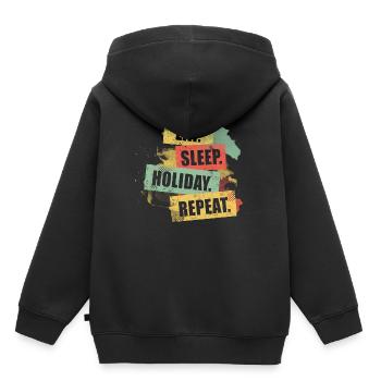 EAT SLEEP HOLIDAY REPEAT - Urlaubsreif Geschenk - Kinder Premium Organic Hoodie - Schwarz - Hinten - AI Model Kid Male (0cm)
