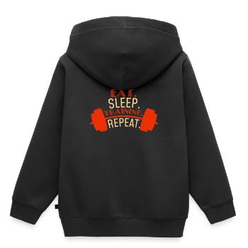 Eat Sleep Training Repeat Workout Fitness - Kinder Premium Organic Hoodie - Schwarz - Hinten - AI Model Kid Male (0cm)