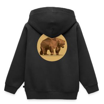 ours brun - Sweat Premium à capuche enfant bio - noir - Dos - AI Model Kid Male (0cm)