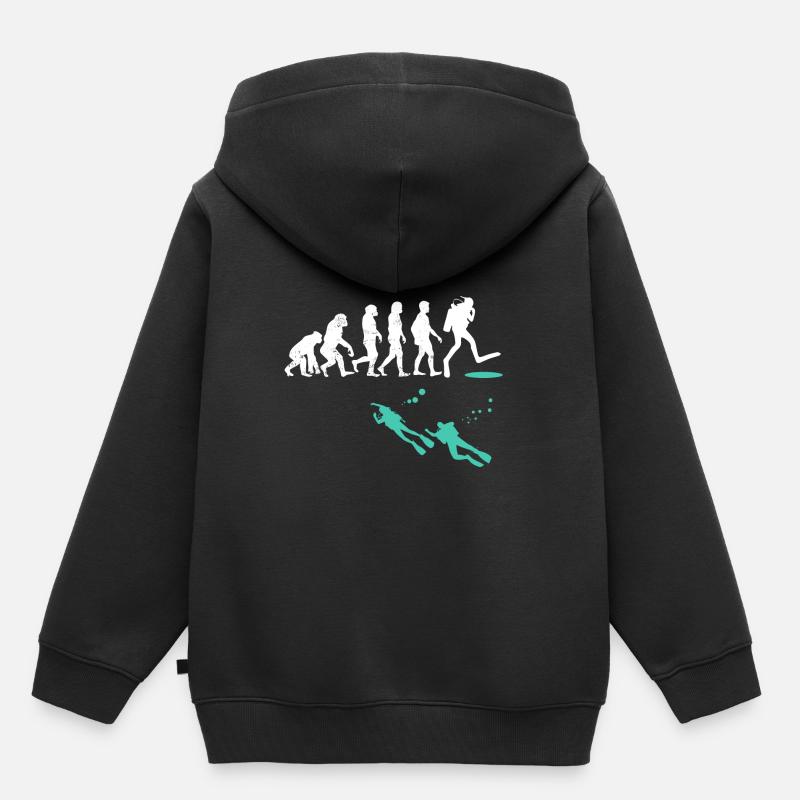 Evolution of Scuba Diver Evolution - Kinder Premium Organic Hoodie - Schwarz