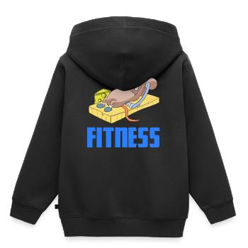 Piège de souris fitness musculation haltérophilie - Sweat Premium à capuche enfant bio - noir - Dos - AI Model Kid Male (0cm)