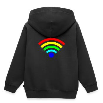 Regenbogen WLAN bunt - Kinder Premium Organic Hoodie - Schwarz - Hinten - AI Model Kid Male (0cm)