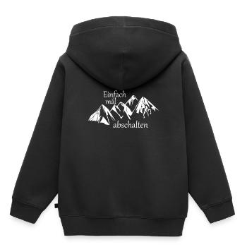 Einfach mal abschalten! - Bergspruch - Kinder Premium Organic Hoodie - Schwarz - Hinten - AI Model Kid Male (0cm)