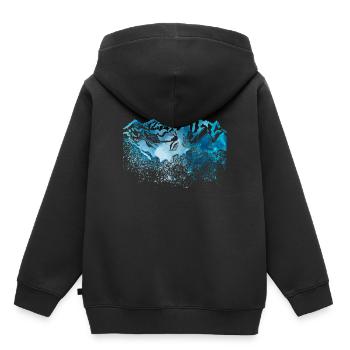 montagnes aquarelles - Sweat Premium à capuche enfant bio - noir - Dos - AI Model Kid Male (0cm)