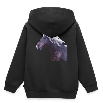 cheval sang froid crinière tête de cheval photo cadeau réel - Sweat Premium à capuche enfant bio - noir - Dos - AI Model Kid Male (0cm)