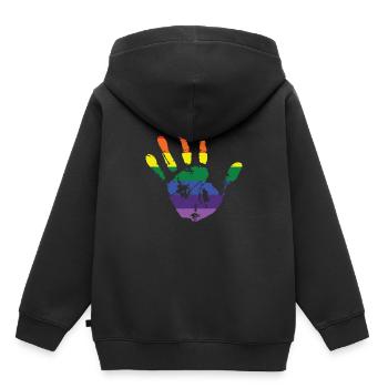 Empreinte de la main arc-en-ciel - Sweat Premium à capuche enfant bio - noir - Dos - AI Model Kid Male (0cm)