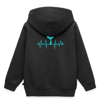 Rythme cardiaque sirène fréquence cardiaque - Sweat Premium à capuche enfant bio - noir - Dos - AI Model Kid Male (0cm)