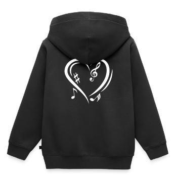 Wir lieben Musik! - Kinder Premium Organic Hoodie - Schwarz - Hinten - AI Model Kid Male (0cm)