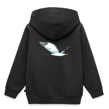 Möve fliegen Ostsee Nordsee Flug Vogel - Kinder Premium Organic Hoodie - Schwarz - Hinten - AI Model Kid Male (0cm)