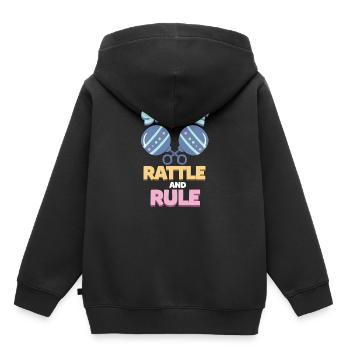 Cadeau hochet bébé - Sweat Premium à capuche enfant bio - noir - Dos - AI Model Kid Male (0cm)