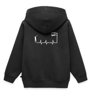 Fréquence cardiaque Basketball - Sweat Premium à capuche enfant bio - noir - Dos - AI Model Kid Male (0cm)