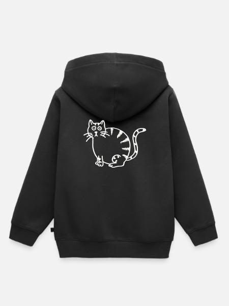 DICKE KATZE - Kinder Premium Organic Hoodie - Schwarz
