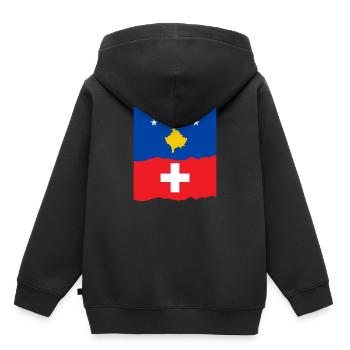 Kosovo Suisse - Sweat Premium à capuche enfant bio - noir - Dos - AI Model Kid Male (0cm)