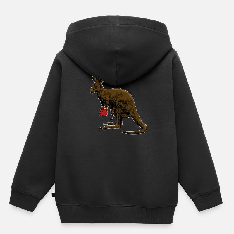 Boxendes Känguru Boxhandschuhe Geschenk Boxer - Kinder Premium Organic Hoodie - Schwarz