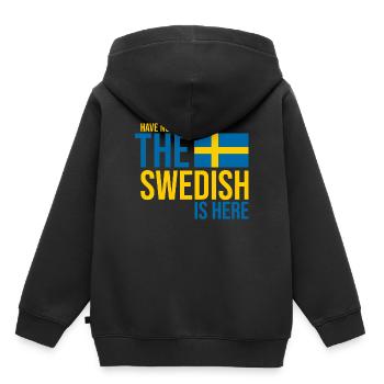 Suède suédois - Sweat Premium à capuche enfant bio - noir - Dos - AI Model Kid Male (0cm)