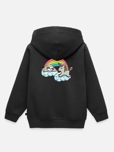 Unicorns sloth lover gift giftidea - Premium børne hættetrøje økologisk - sort