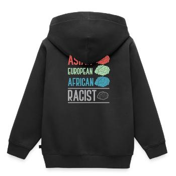 Contre le racisme - Sweat Premium à capuche enfant bio - noir - Dos - AI Model Kid Male (0cm)