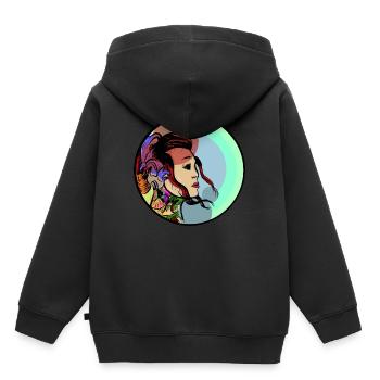 Tätowierte Frau mit Drache - Kinder Premium Organic Hoodie - Schwarz - Hinten - AI Model Kid Male (0cm)