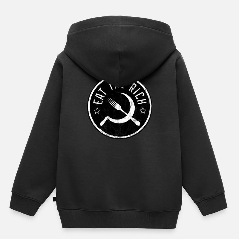 Manger les riches - Sweat Premium à capuche enfant bio - noir