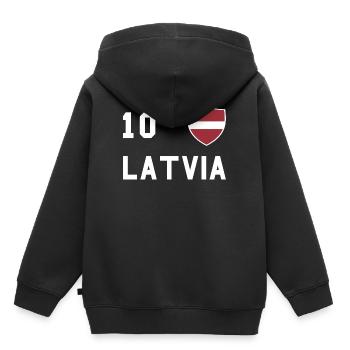 Lettonie Lettonie Lettonie - Sweat Premium à capuche enfant bio - noir - Dos - AI Model Kid Male (0cm)
