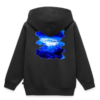 gxp nuageux ciel bleu éclaboussures de l’eau - Sweat Premium à capuche enfant bio - noir - Dos - AI Model Kid Male (0cm)