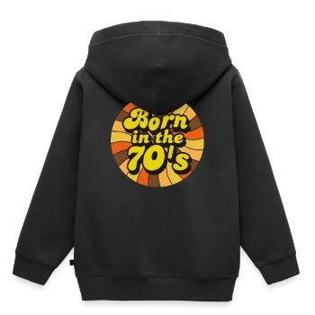 Né dans les années 70 - Sweat Premium à capuche enfant bio - noir - Dos - AI Model Kid Male (0cm)
