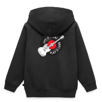Enregistrement de guitare - Sweat Premium à capuche enfant bio - noir - Dos - AI Model Kid Male (0cm)