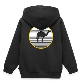 chameau - Sweat Premium à capuche enfant bio - noir - Dos - AI Model Kid Male (0cm)