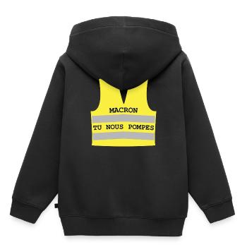 Gilet jaune Macron tu nous pompes - Sweat Premium à capuche enfant bio - noir - Dos - AI Model Kid Male (0cm)