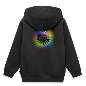 ColorStarBurst - Kinder Premium Organic Hoodie - Schwarz - Hinten - AI Model Kid Male (0cm)