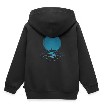 Angeln Angelrute Boot Fischer Angler Fischfang - Kinder Premium Organic Hoodie - Schwarz - Hinten - AI Model Kid Male (0cm)